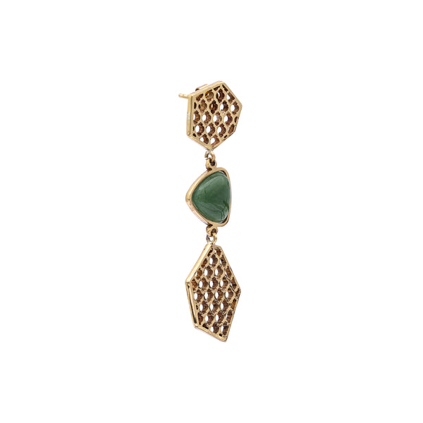 Brass Earrings| Nephrite Jade Earrings| Islamic Geometric Patterns| Pietra Dura
