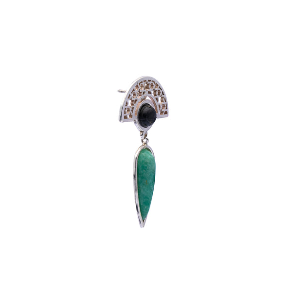 Silver Earrings| Aventurine Earrings| Islamic Geometric Patterns| Pietra Dura
