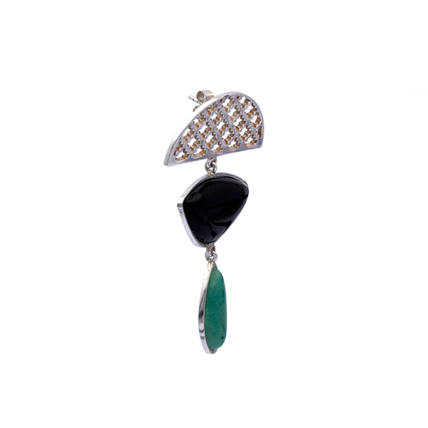 Silver Earrings| Jasper Earrings| Islamic Geometric Patterns| Pietra Dura