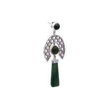 Load image into Gallery viewer, Silver Earrings| Nephrite Jade Earrings| Islamic Geometric Patterns| Pietra Dura