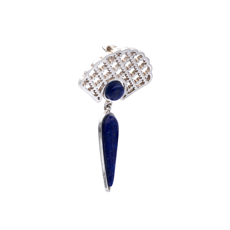 Silver Earrings| Lapis Lazuli Earrings| Islamic Geometric Patterns| Pietra Dura