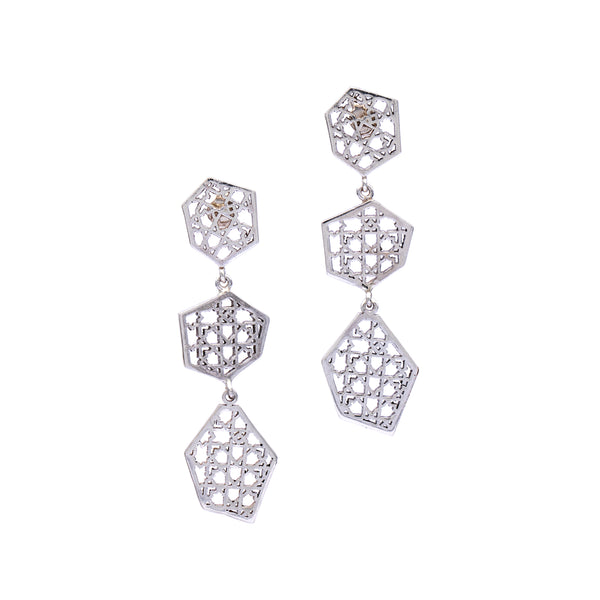 Silver Earrings | Islamic Geometric Patterns| Pietra Dura