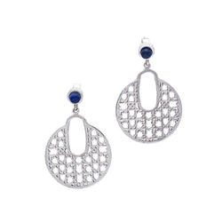 Silver Earrings| Lapis Lazuli Earrings| Islamic Geometric Patterns| Pietra Dura