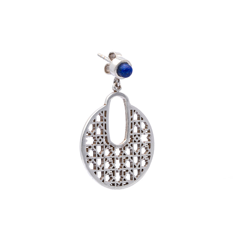 Silver Earrings| Lapis Lazuli Earrings| Islamic Geometric Patterns| Pietra Dura