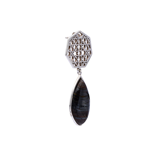 Chand Bali - Silver Tiger Iron Earrings