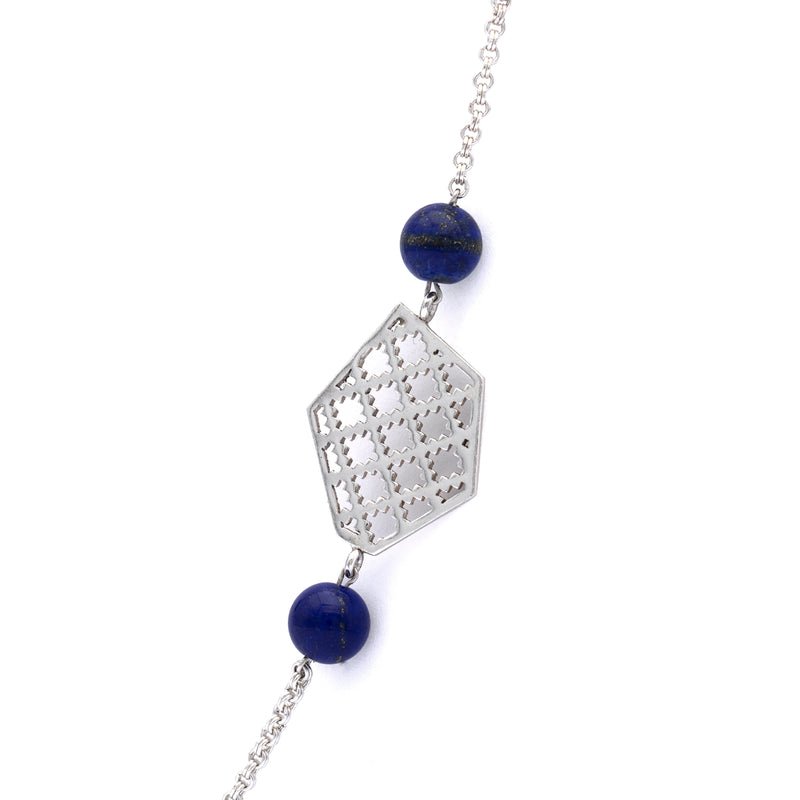 Silver Gold Plated Necklace| Lapis Lazuli Necklace| Gemstone Necklace| Handmade