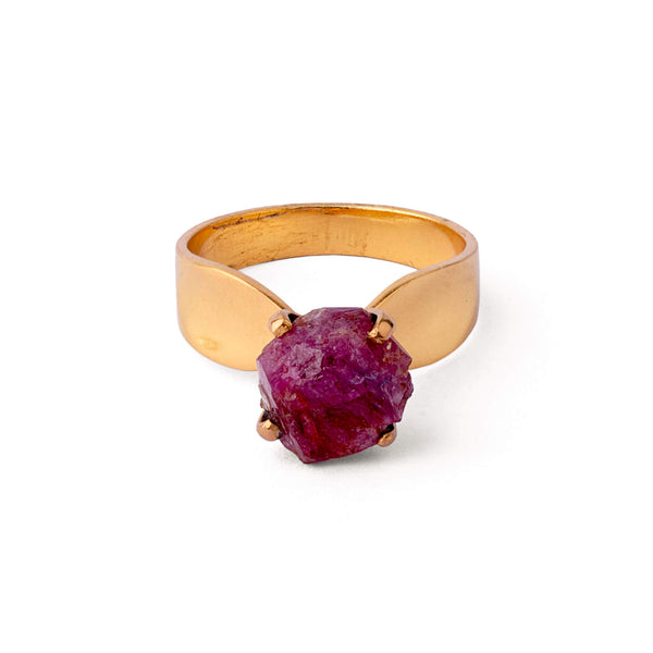 Falcon Claw- Silver Gold Plated Ruby Ring