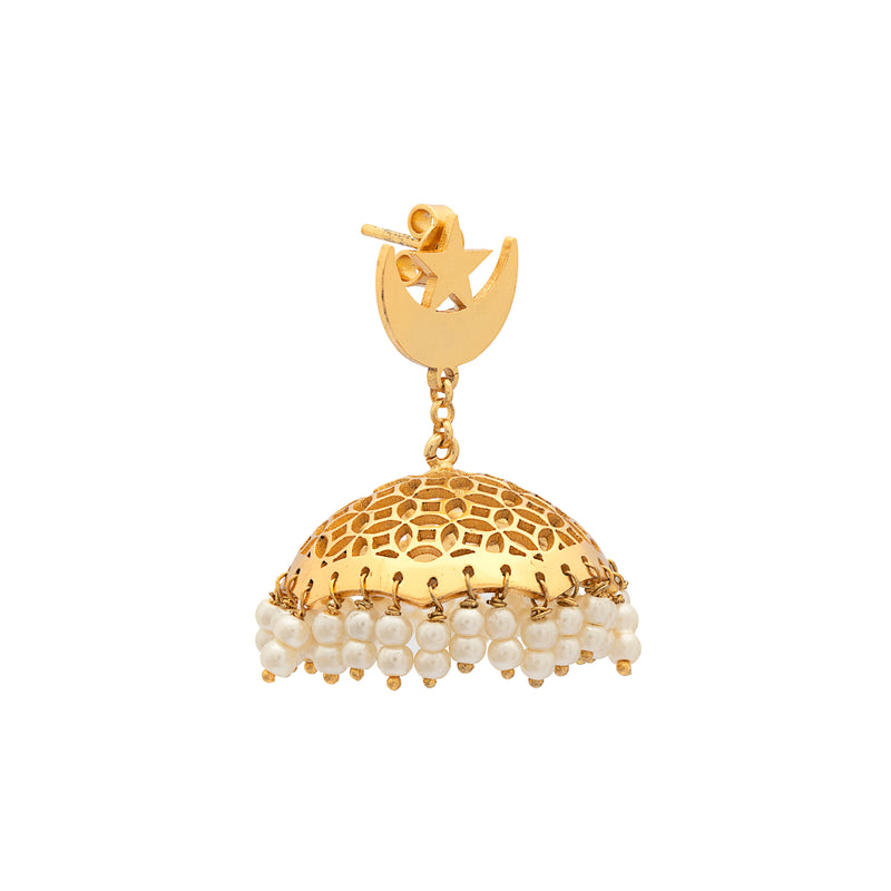 Brass Earrings| Pearl Earrings| Islamic Geometric Patterns|