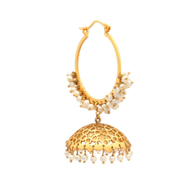 Divine Dangles - Gold Plated Pearl Jhumka