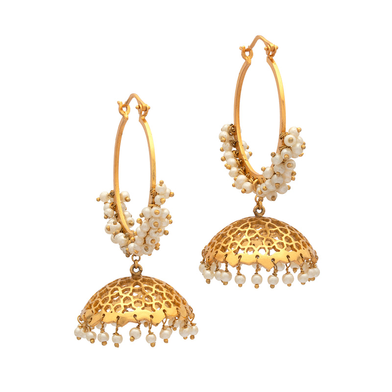 Divine Dangles - Gold Plated Pearl Jhumka