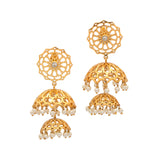 Whispering Shrine Elegance - Gold Plated Topaz Jhumka