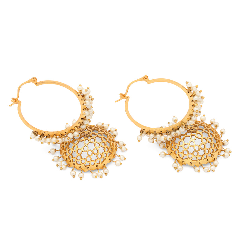 Divine Dangles - Gold Plated Pearl Jhumka