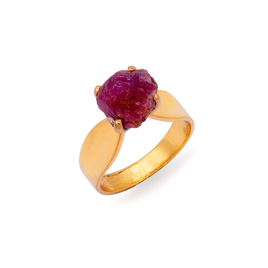 Falcon Claw- Silver Gold Plated Ruby Ring