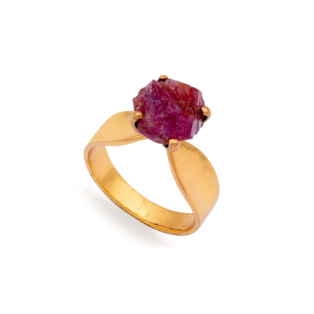 Falcon Claw- Silver Gold Plated Ruby Ring