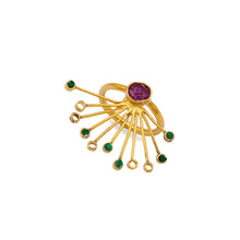 Load image into Gallery viewer, Peacock Splendor Ruby and Emerald Ring