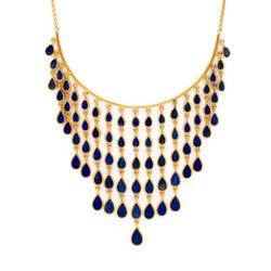 Tear of the Sky - Silver Gold Plated Lapis Lazuli Necklace