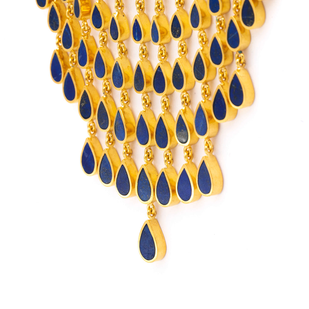 Tear of the Sky - Silver Gold Plated Lapis Lazuli Necklace