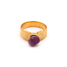 Load image into Gallery viewer, Afghan Ruby Radiance - Silver Gold Plated Ring