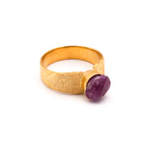 Load image into Gallery viewer, Afghan Ruby Radiance - Silver Gold Plated Ring