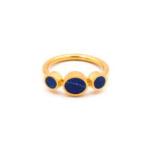 Load image into Gallery viewer, Lapis Lazuli Majesty - Silver Gold Plated Pietra Dura Ring