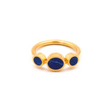 Lapis Lazuli Majesty - Silver Gold Plated Pietra Dura Ring