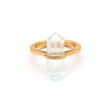 Koht-e Sangi - Silver Gold Plated Faceted Aquamarine Ring