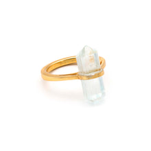 Load image into Gallery viewer, Koht-e Sangi - Silver Gold Plated Faceted Aquamarine Ring