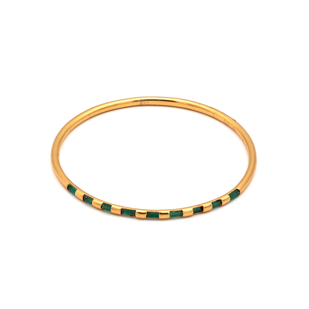 Emerald Radiance - Silver Gold Plated Bangle