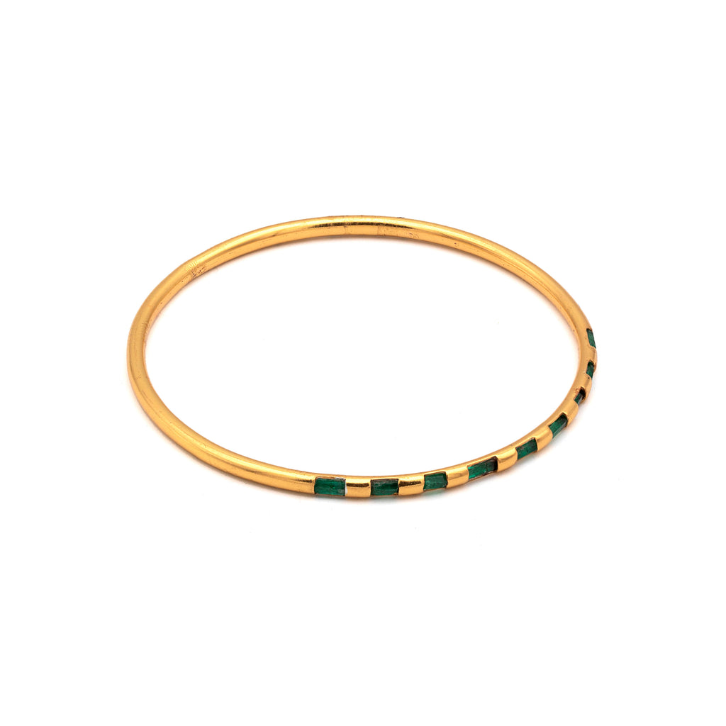 Emerald Radiance - Silver Gold Plated Bangle