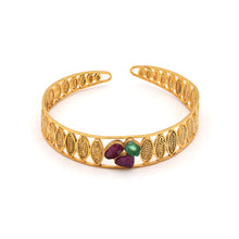 Load image into Gallery viewer, Exquisite Ruby and Emerald -  Silver Gold Plated Bangle