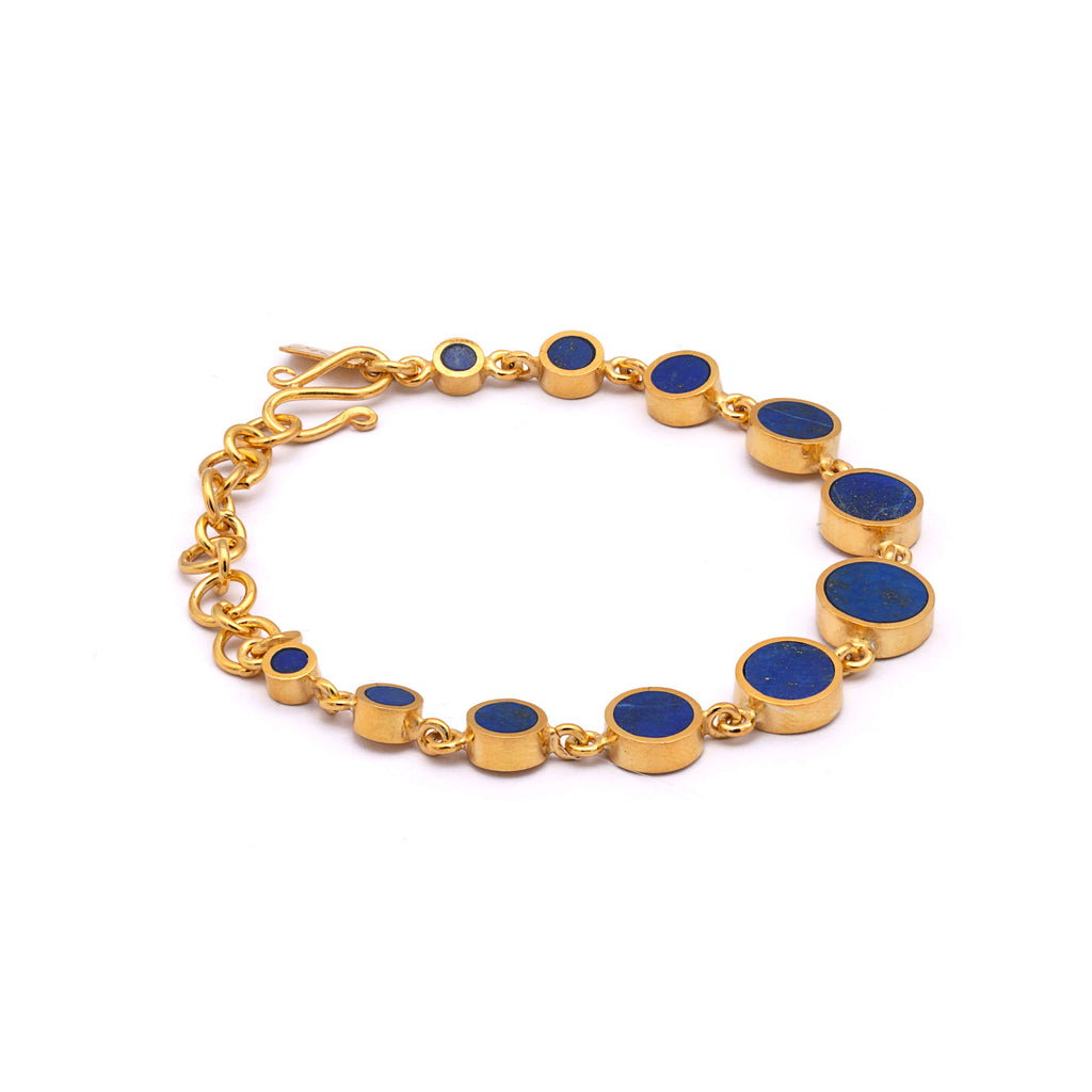 Zanburak Shah - Silver Gold Plated Lapis Lazuli Bracelet