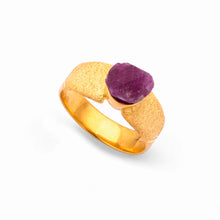 Load image into Gallery viewer, Afghan Ruby Radiance - Silver Gold Plated Ring