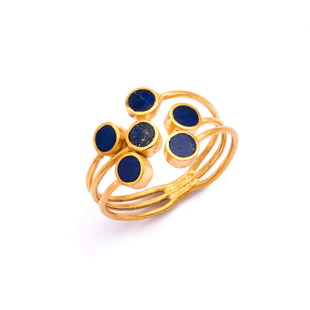 Lapis Luxe - Silver Gold Plated Lapis Lazuli Ring
