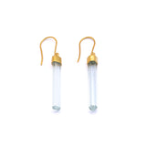 Deh Afghanan - Silver Gold Plated Aquamarine Earrings