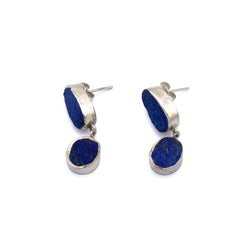 Raw Elegance - Silver Lapis Lazuli Earrings