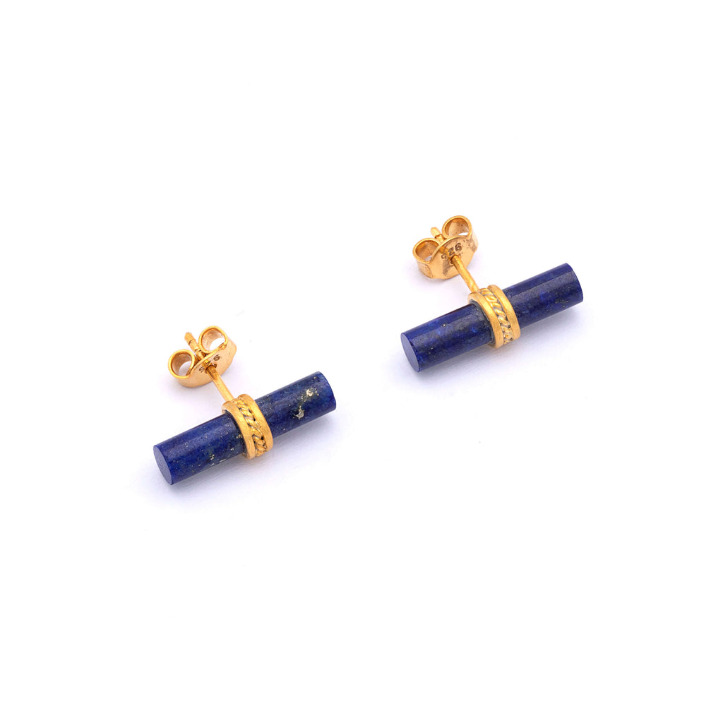 Luxe Lapis Lazuli - Silver Gold Plated Earrings