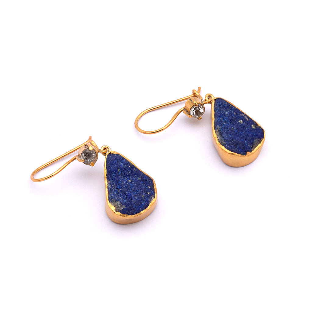 Golden Azure - Silver Gold Plated Lapis Lazuli Earrings