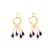 Load image into Gallery viewer, Teardrop Delight - Silver Gold Plated Lapis Lazuli Earrings