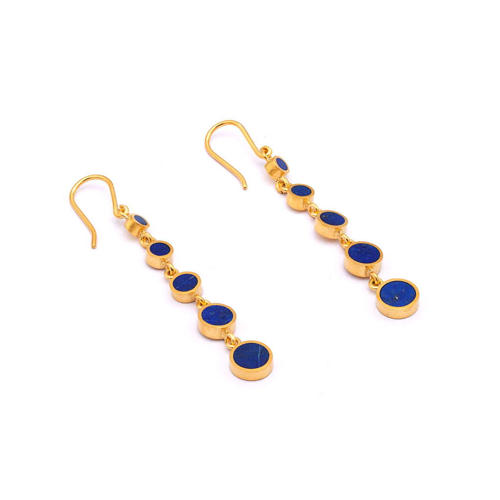 Azure Fusion -  Silver Gold Plated Lapis Lazuli Earrings