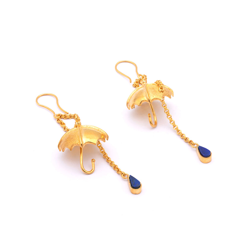 Bagrami - Silver Gold Plated Lapis Lazuli Earrings