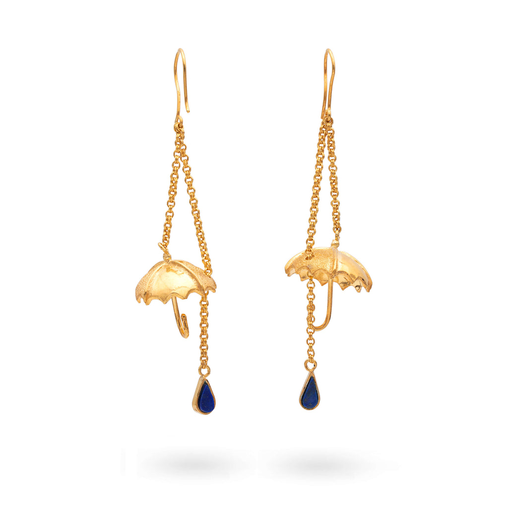Bagrami - Silver Gold Plated Lapis Lazuli Earrings