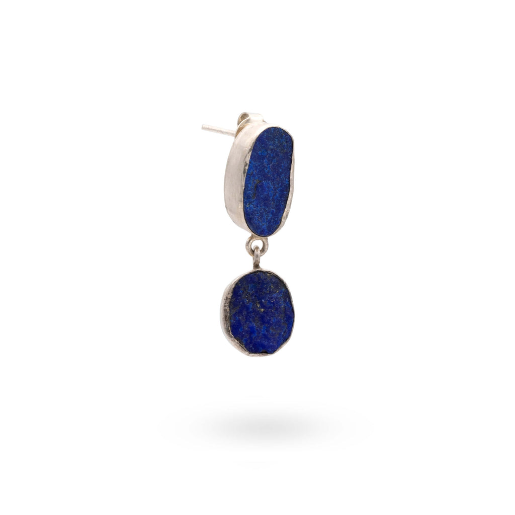 Raw Elegance - Silver Lapis Lazuli Earrings