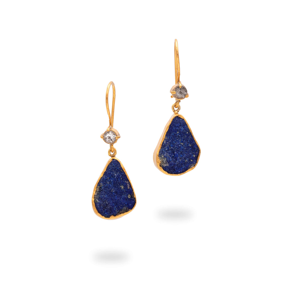 Golden Azure - Silver Gold Plated Lapis Lazuli Earrings