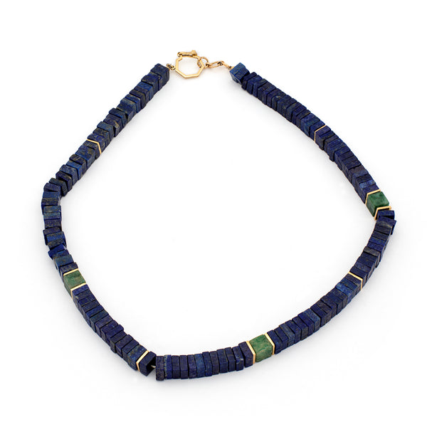 Silver Gold Plated Necklace| Lapis Lazuli Necklace| Gemstone Necklace| Handmade