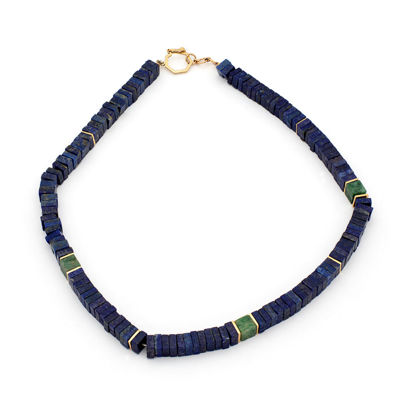 Silver Gold Plated Necklace| Lapis Lazuli Necklace| Gemstone Necklace| Handmade