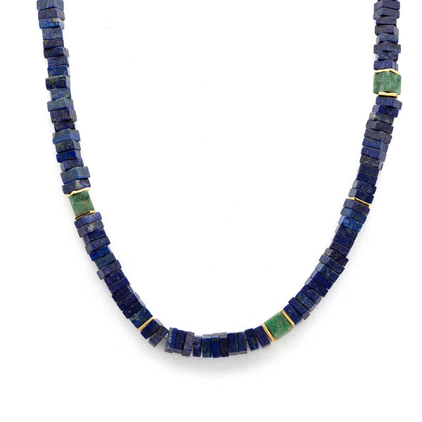 Silver Gold Plated Necklace| Lapis Lazuli Necklace| Gemstone Necklace| Handmade
