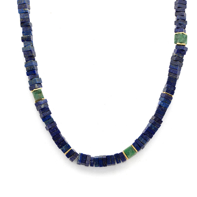 Silver Gold Plated Necklace| Lapis Lazuli Necklace| Gemstone Necklace| Handmade