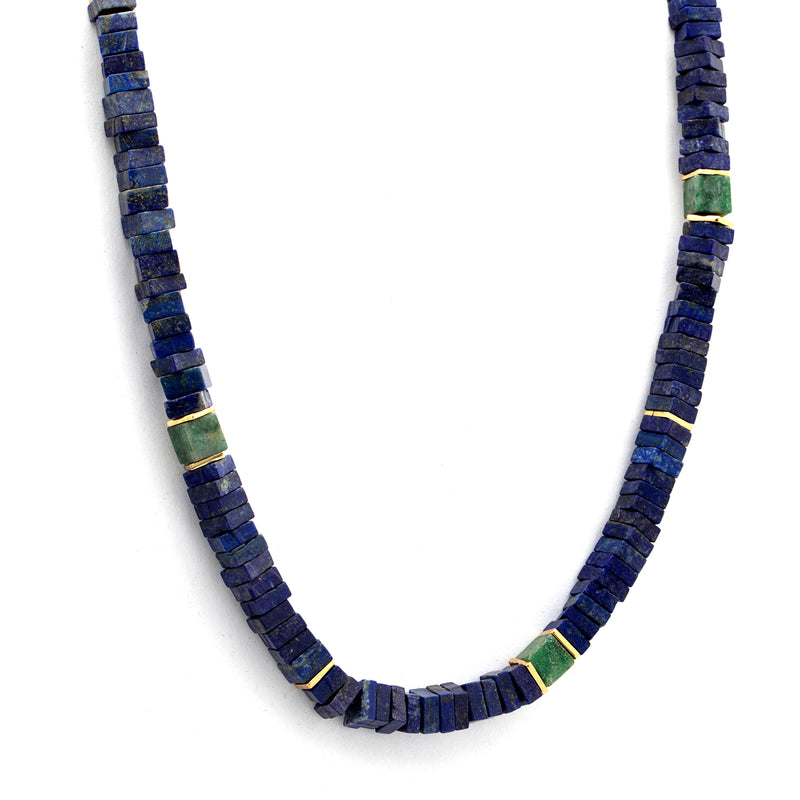Silver Gold Plated Necklace| Lapis Lazuli Necklace| Gemstone Necklace| Handmade