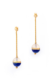 Celestial Blues Earrings - Lapis Lazuli And Milky Quartz Earrings