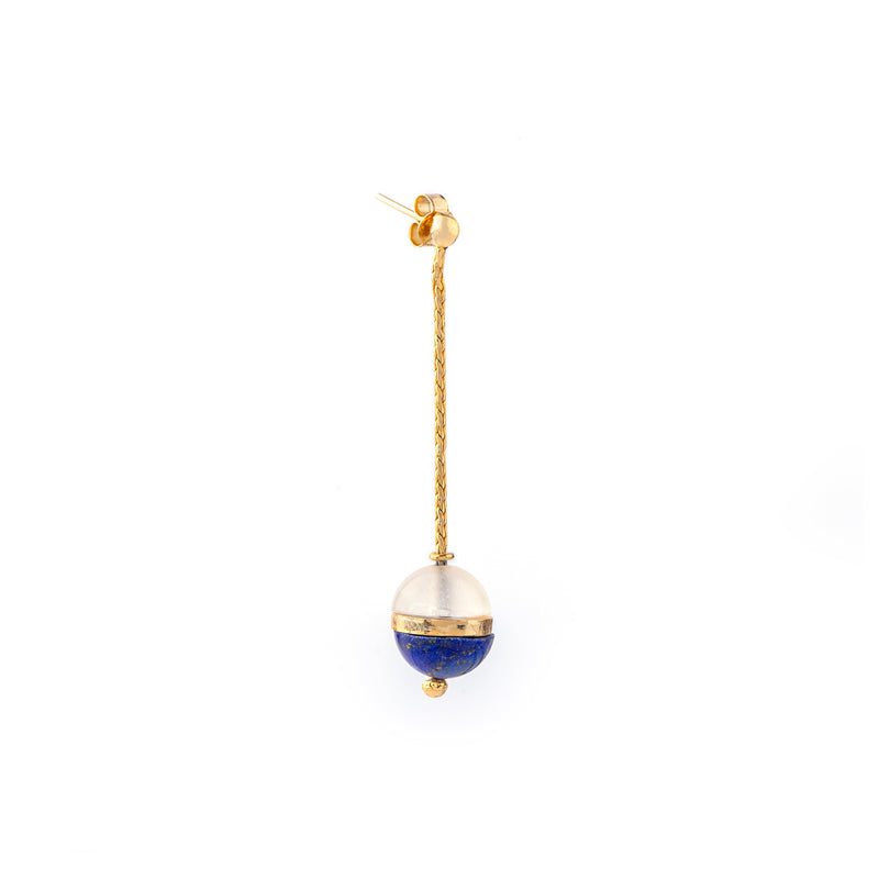 Celestial Blues Earrings - Lapis Lazuli And Milky Quartz Earrings
